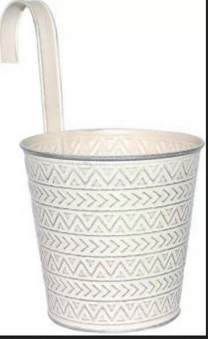 Übertopf mit Haken, Altweiss