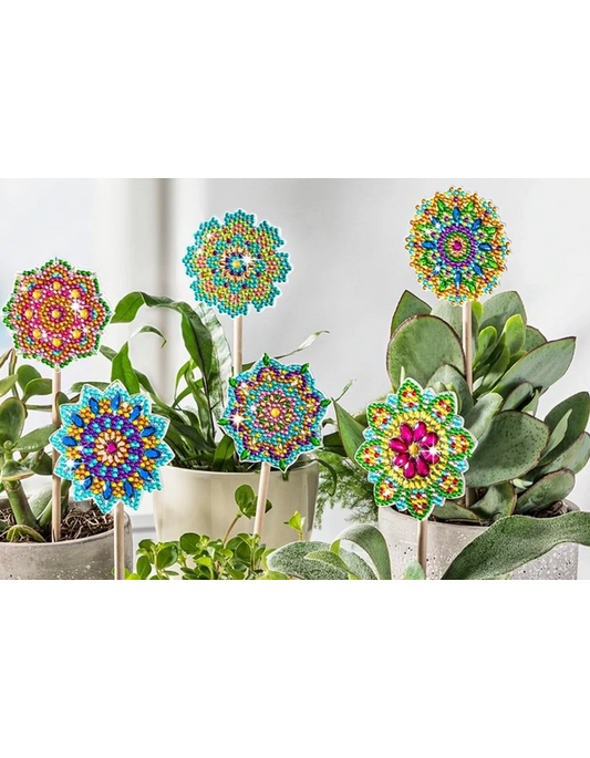 Diamond Painting Bastelset Blumendekostecker 6er-Set