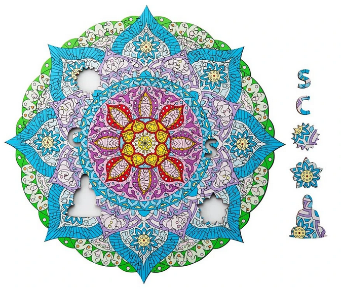 Holzpuzzle (Motiv: Mandala, 204 Teile, 28,5 x 28,5 cm)