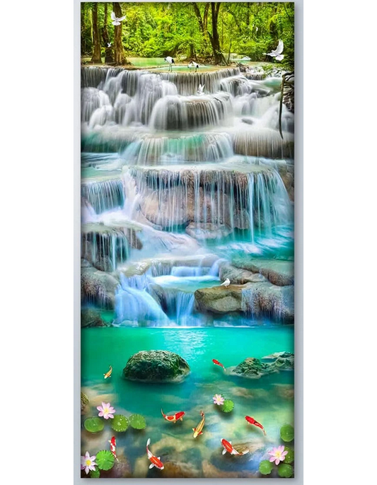 Diamond Painting "Wasserfall mit Fischen" 30 x 60 cm