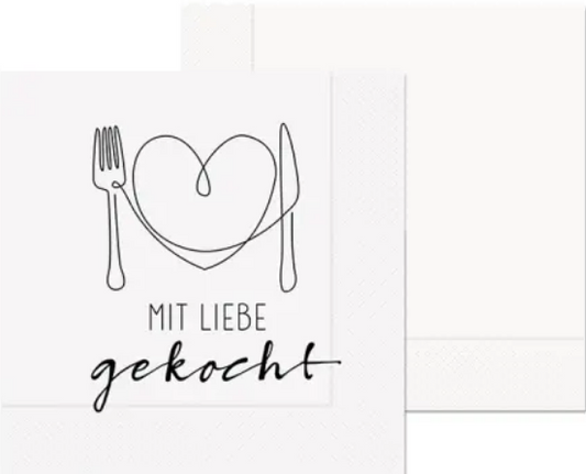 La Vida Lunch-Serviette 'Mit Liebe gekocht' (20 x, 33 x 33 cm)