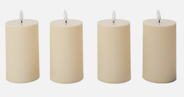 LED-Kerzen "Striscia" 4er-Set elfenbein