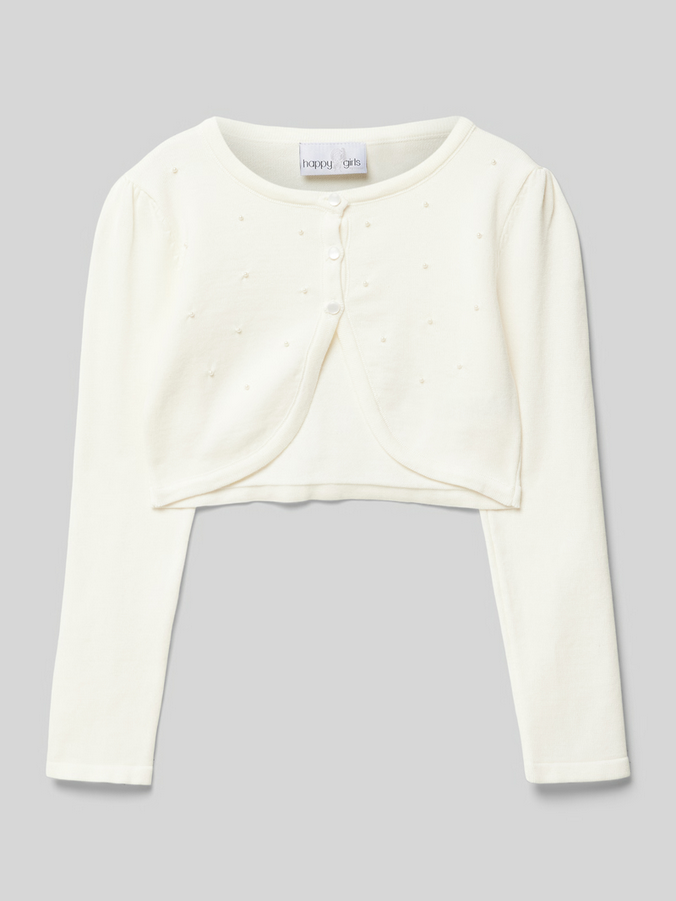 Bolero mit Ziersteinen besetzt – gebrochenes Weiss, Gr.152