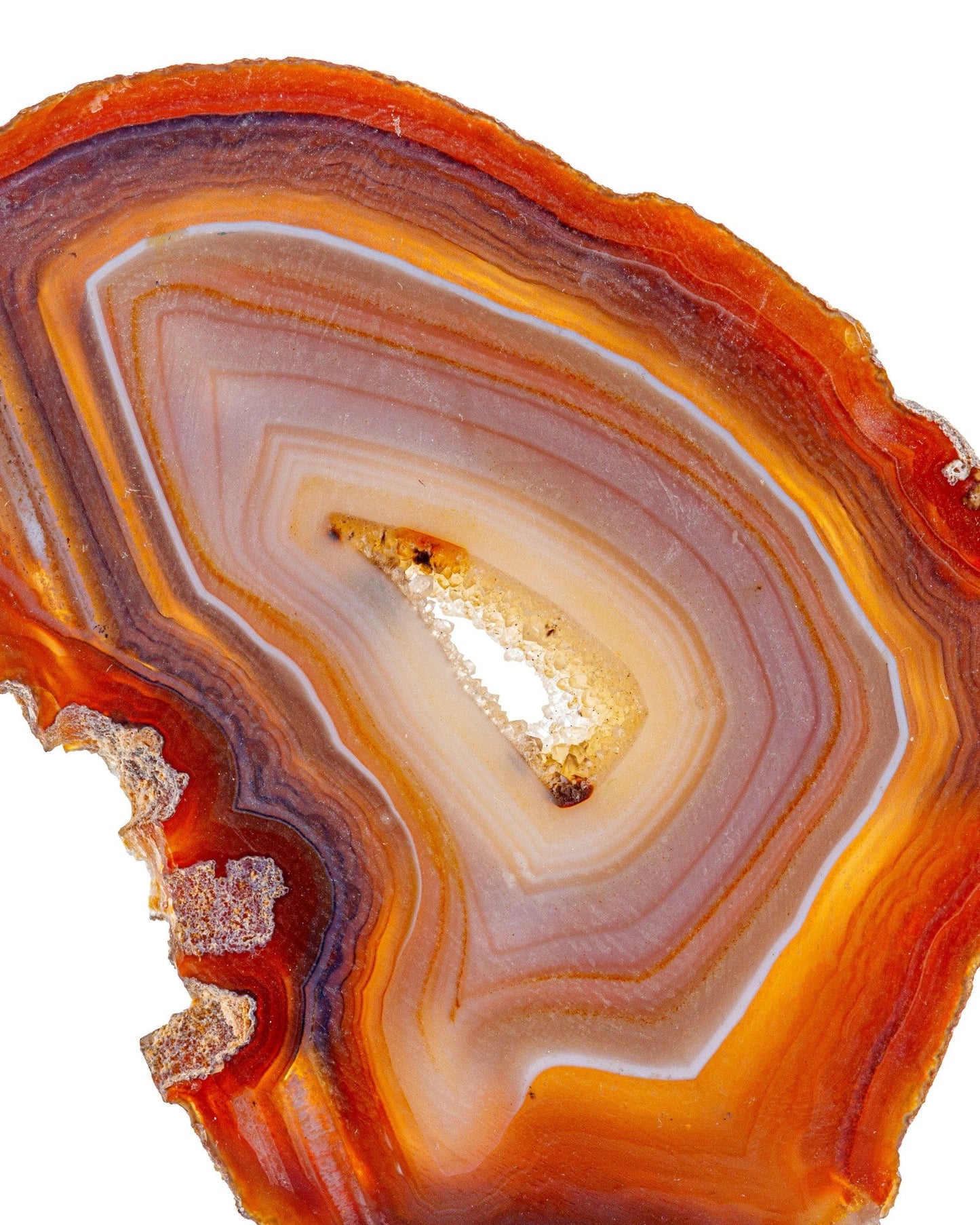 Elsita Jewelry Glow necklace featuring a natural red agate and jasper stone slice with earthy mineral banding.