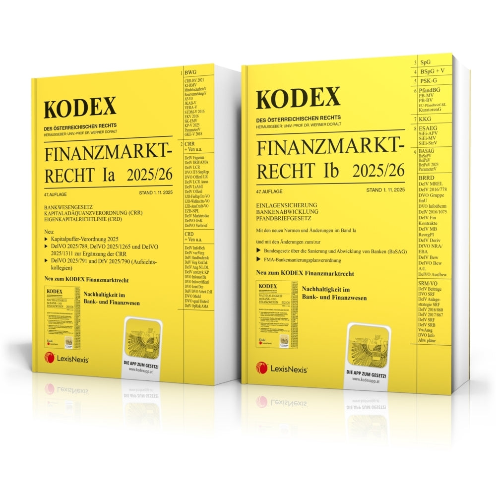 KODEX Finanzmarktrecht Band Ia + Ib 2025/26 - inkl. App (Werner Doralt)