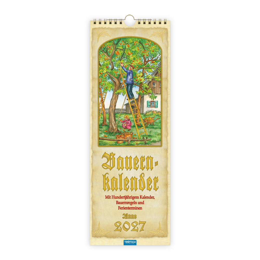 TRÖTSCH - Maxi-Streifenkalender Bauernkalender 2027 mit Hundertjährigem Kalender, Bauernregeln und Ferienterminen (Trötsch Verlag Gmbh & Co.Kg)