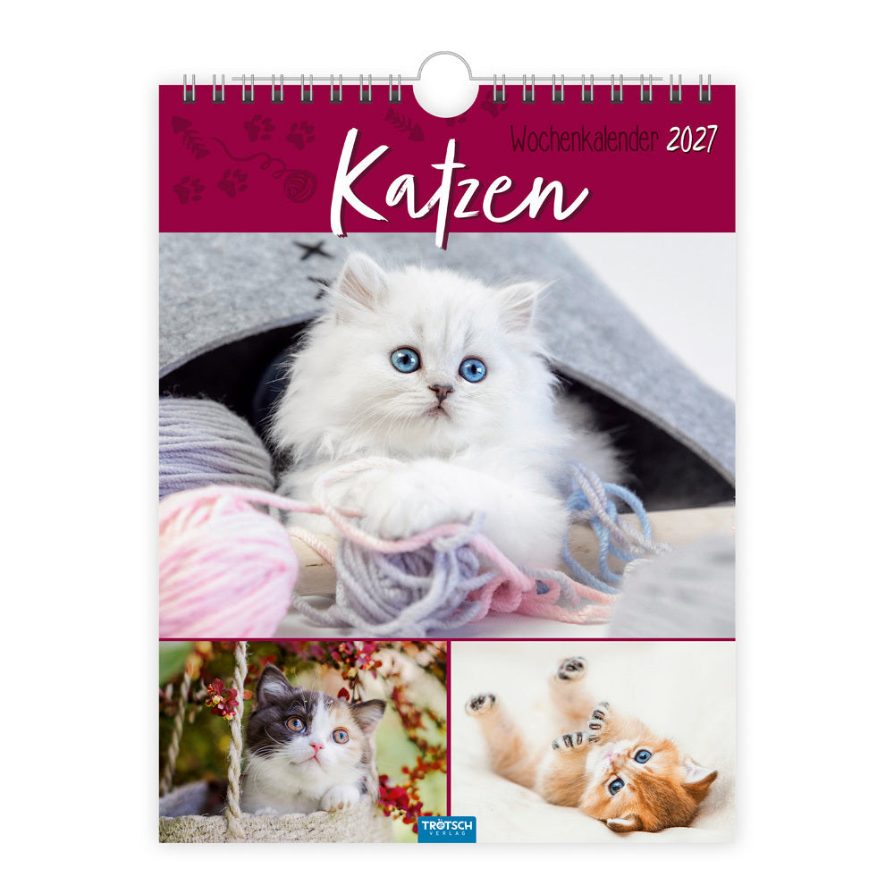 TRÖTSCH - Wochenkalender zum Hängen Katzen 2027 (Trötsch Verlag Gmbh & Co.Kg)