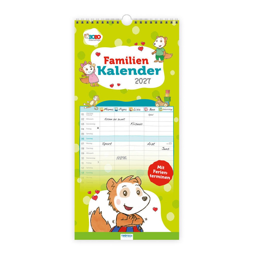 TRÖTSCH - Familienkalender Bobo Siebenschläfer 2027 (Trötsch Verlag Gmbh & Co.Kg)