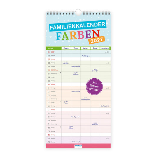 TRÖTSCH - Familienkalender Farben 2027 (Trötsch Verlag Gmbh & Co.Kg)