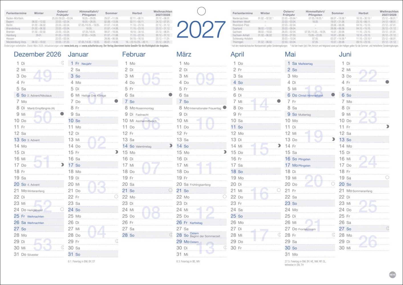 Tafelkalender A4 2027