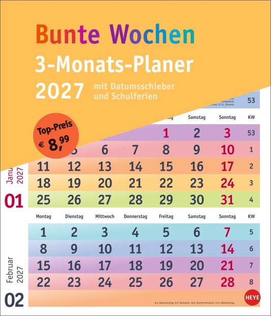 Bunte Wochen 3-Monatsplaner 2027