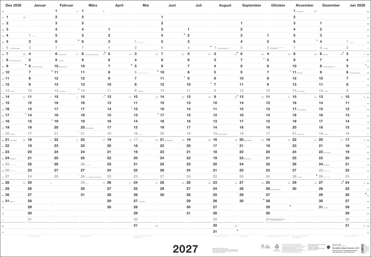 Black&White Mega-Posterplaner 2027