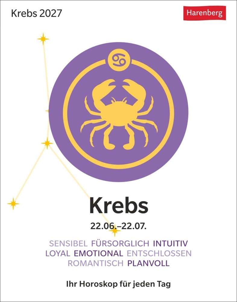 Krebs Sternzeichenkalender 2027 - Tagesabreißkalender - Ihr Horoskop für jeden Tag (Robert Satorius)