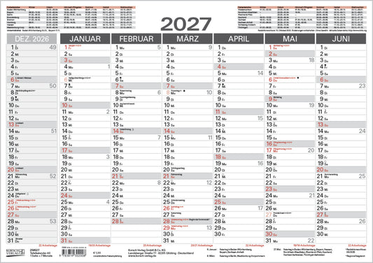 Tafelkalender A5 2027 (Korsch Verlag)