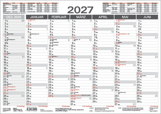 Tafelkalender A4 2027 (Korsch Verlag)