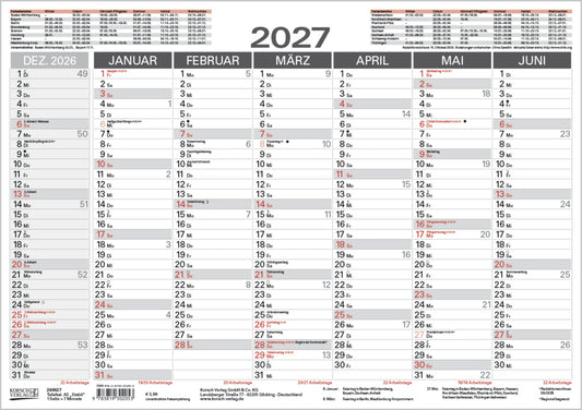 Tafelkalender A5 "Stabil" 2027 (Korsch Verlag)