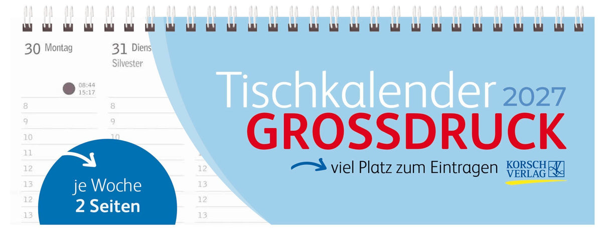 Tischquerkalender Großdruck 2027 (Korsch Verlag)