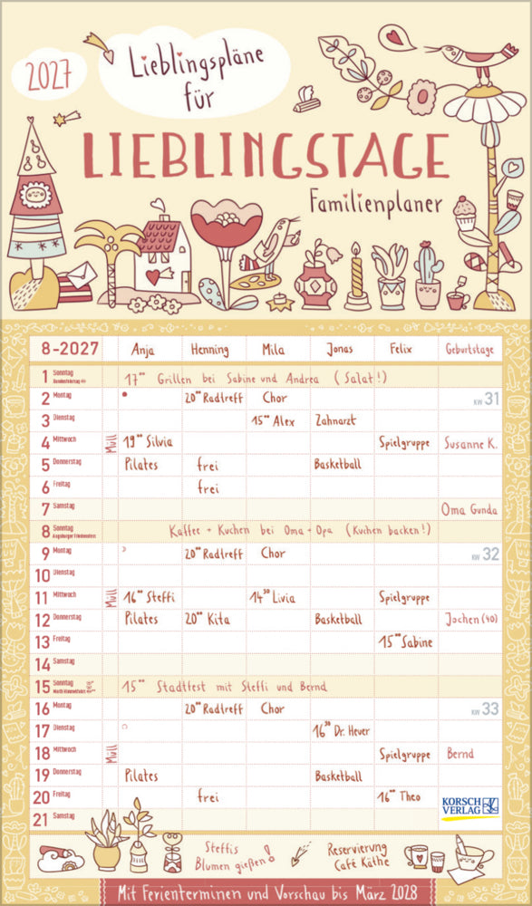 Familienplaner Lieblingspläne für Lieblingstage 2027 (Korsch Verlag)