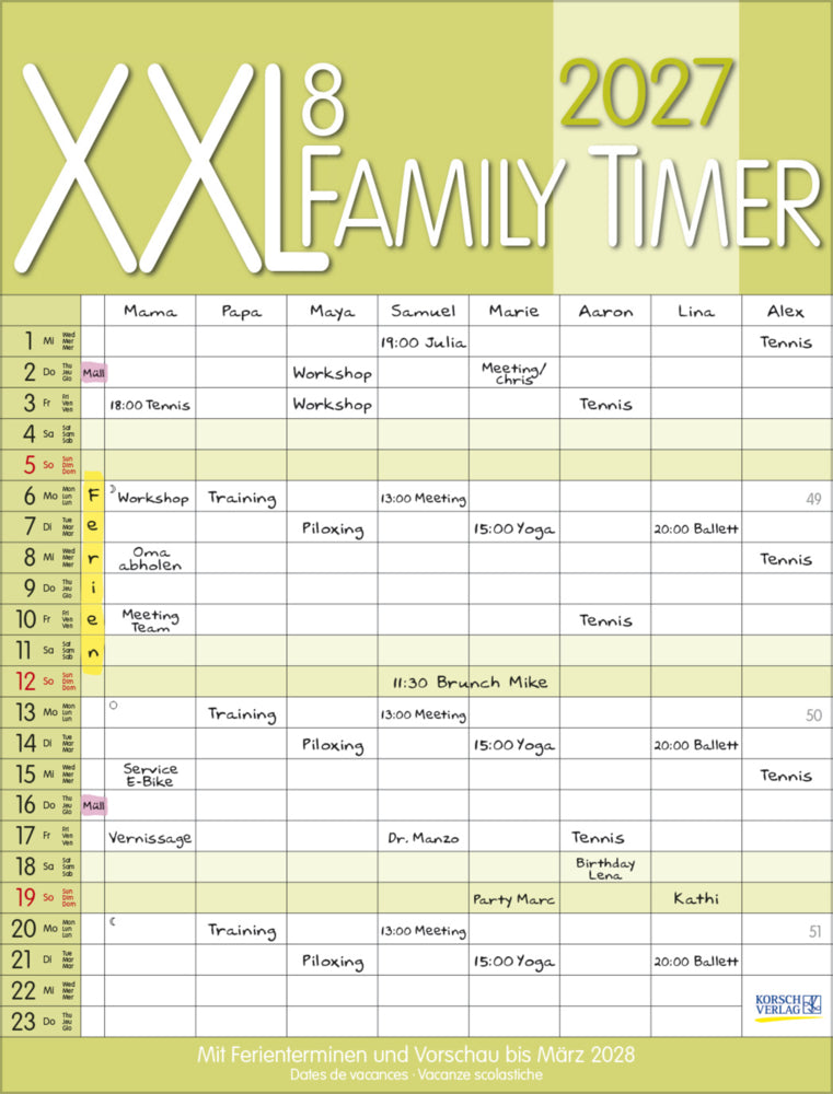 XXL Family Timer 8 2027 (Korsch Verlag)