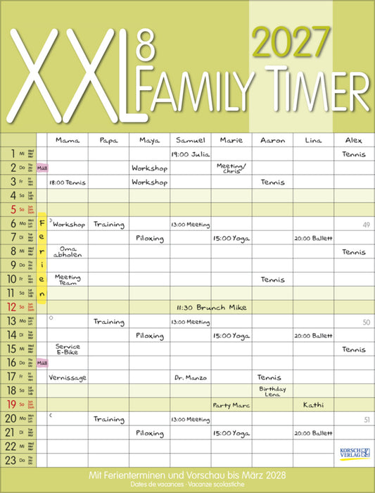 XXL Family Timer 8 2027 (Korsch Verlag)