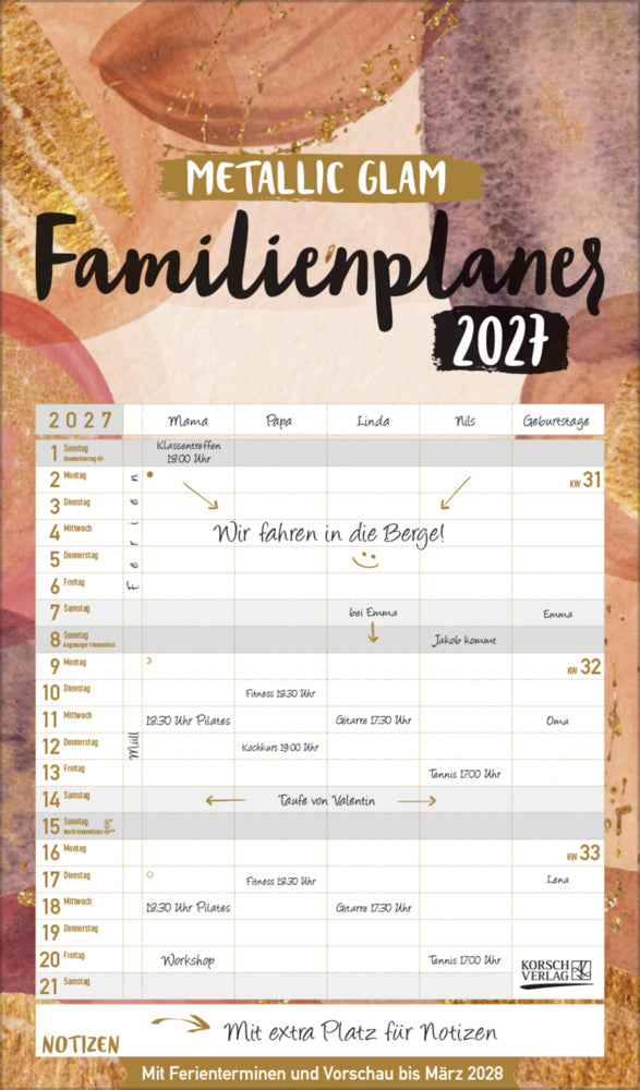 Familienplaner Metallic Glam 2027 (Korsch Verlag)