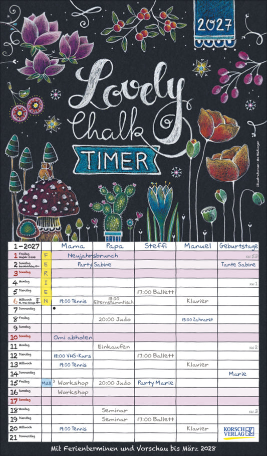 Lovely Chalk Timer 2027 (Korsch Verlag)