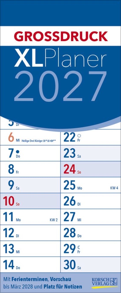 XL Planer Großdruck 2027 (Korsch Verlag)