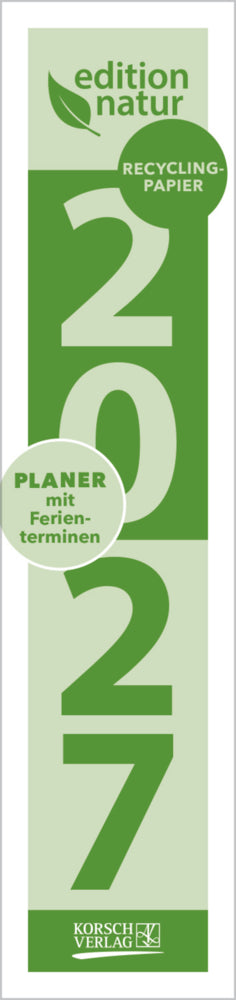 Streifenplaner Compact Dunkelgrün 2027 aus Recyclingpapier (Korsch Verlag)