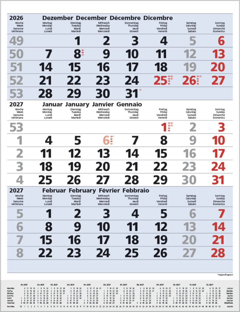 3-Monats-Planer Comfort Blau 2027 (Korsch Verlag)