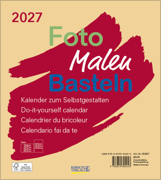 Foto-Malen-Basteln Bastelkalender beige 2027 (Korsch Verlag)