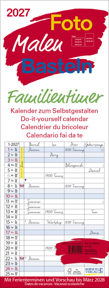 Foto-Malen-Basteln Familientimer 2027 (Korsch Verlag)