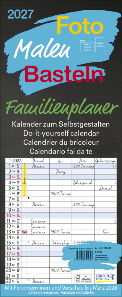 FMB Familienplaner schwarz 2027 (Korsch Verlag)
