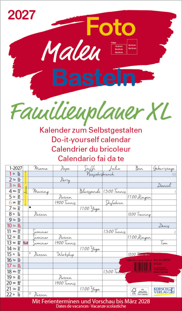 FMB Familienplaner XL 2027 (Korsch Verlag)