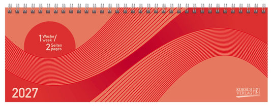 Tischkalender quer Professional Colourlux 2027 rot (Korsch Verlag)
