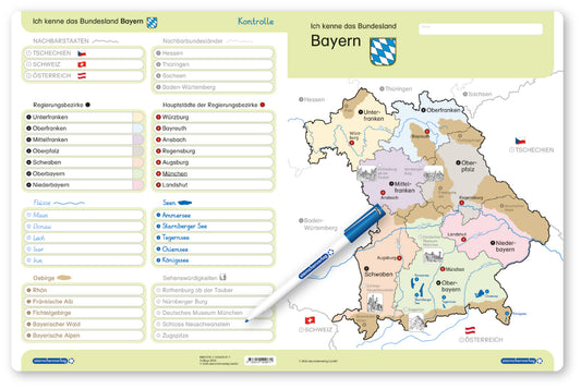 Ich kenne das Bundesland Bayern- Lerntafel mit Stift (Sternchenverlag Gmbh)