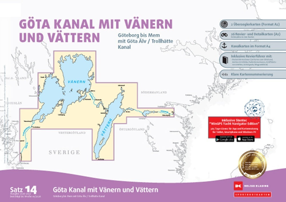Sportbootn Satz 14: Göta Kanal mit Vänern und Vättern (Ausgabe 2026/2027)