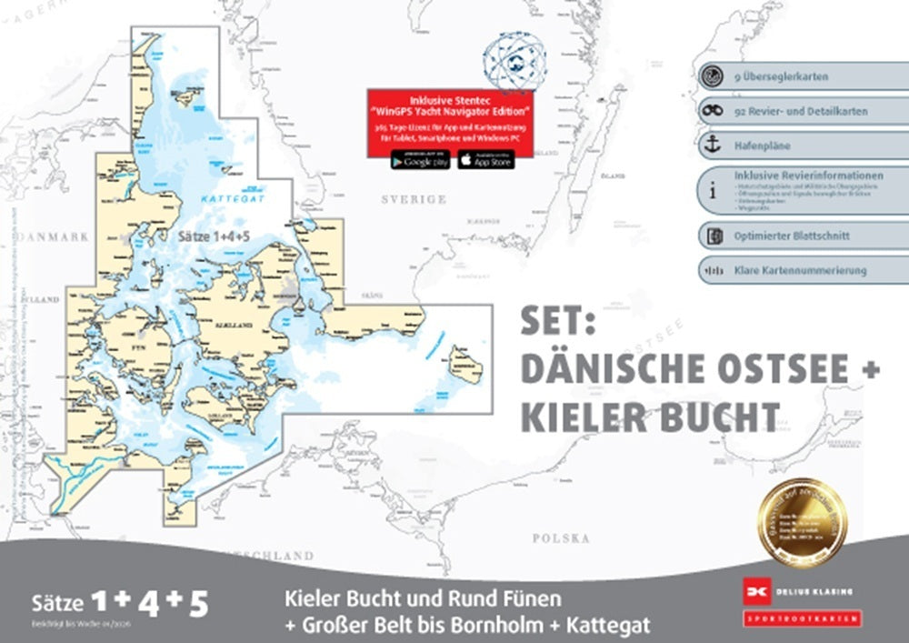 Sportbootn Satz 1, 4 und 5 Set: Dänische Ostsee und Kieler Bucht (Ausgabe 2026)