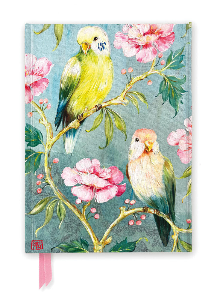 Premium Notizbuch DIN A5: Sophie Adde, Zwei Sittiche (Flame Tree Publishing)