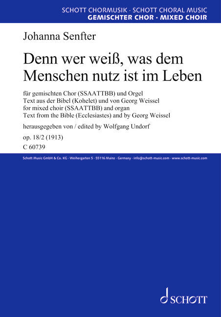 Denn wer weiß, was dem Menschen nutz ist im Leben (Wolfgang Undorf)