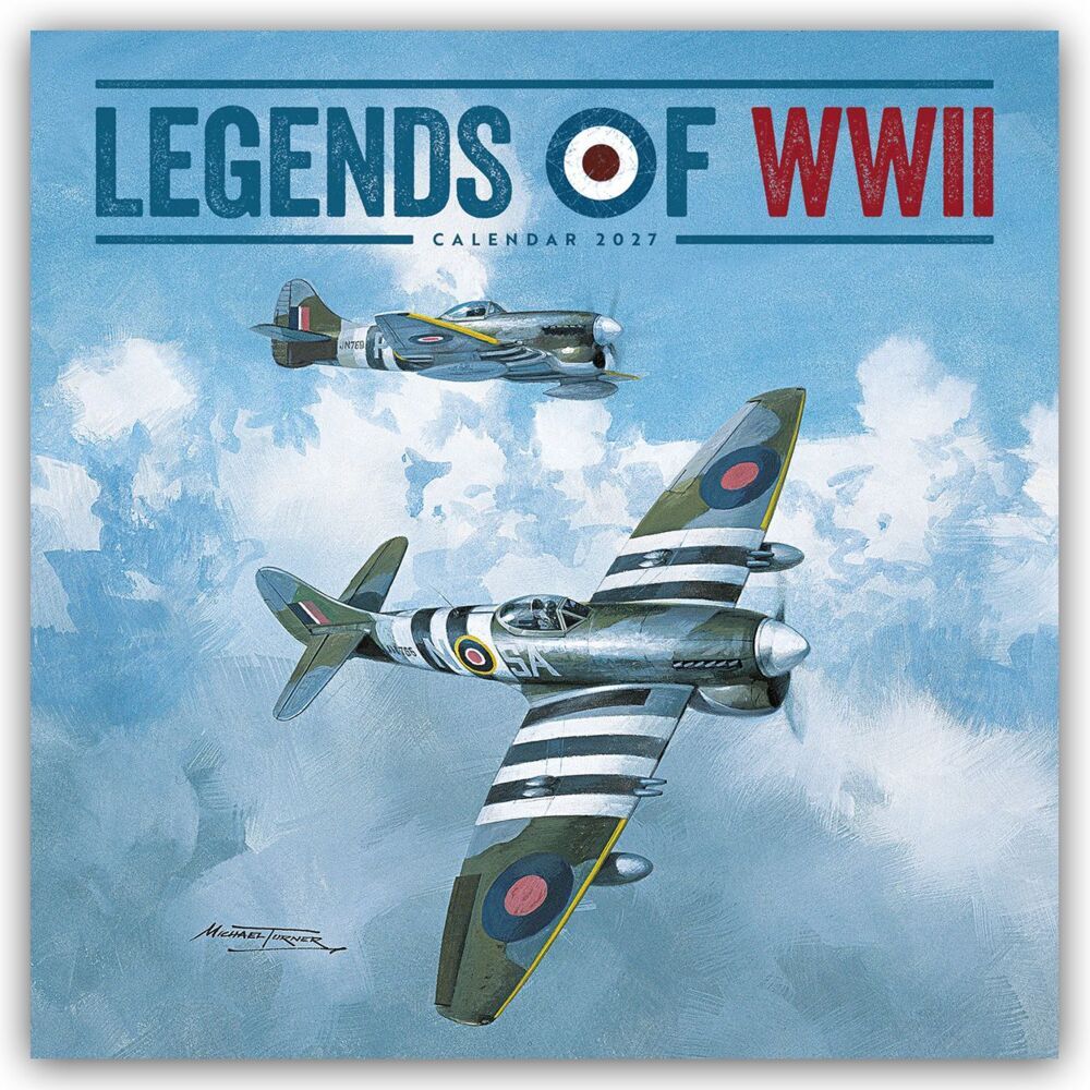 Legends of World War II - Legendäre Flugzeuge des Zweiten Weltkrieges 2027 - Wand-Kalender (Carousel Calendar)