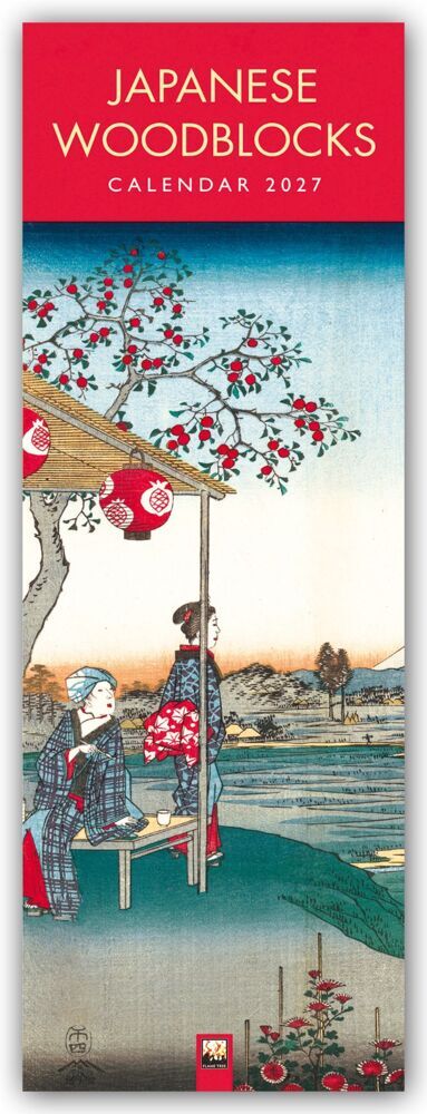 Japanese Woodblocks - Japanische Holzschnitte - Slimline-Kalender 2027 - Original Flame Tree Publishing-Kalender Slimeline [Kalender] (Flame Tree Publishing)