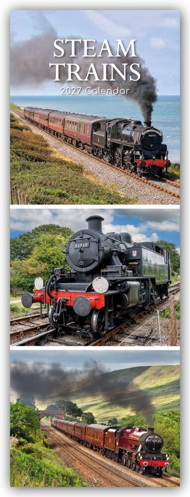 Steam Trains - Dampflokomotiven - Slimline-Kalender 2027 (Gifted Stationery Co. Ltd)