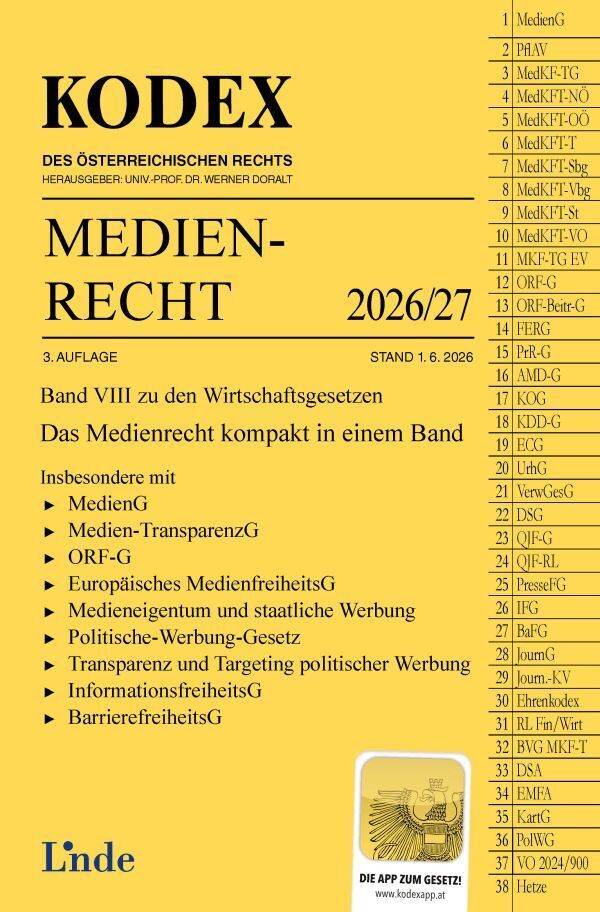 KODEX Medienrecht 2026/27 (Meinhard Ciresa)