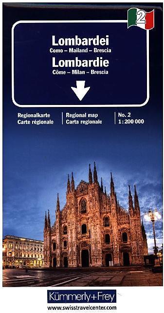 Kümmerly+Frey Regional-Strassenkarte 2 Lombardei 1:200.000