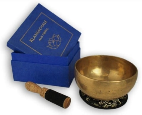 Klangschalen-Center Klangschale in blauer Geschenkbox S mit Lotus-Aufdruck und Zubehör (Deutsch, 2012)