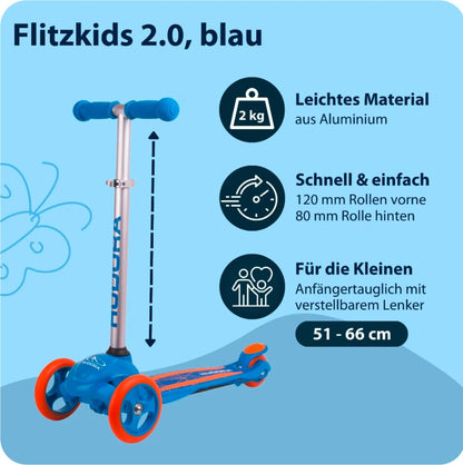 Hudora Kinder-Scooter FLITZKIDS 2.0 in blau