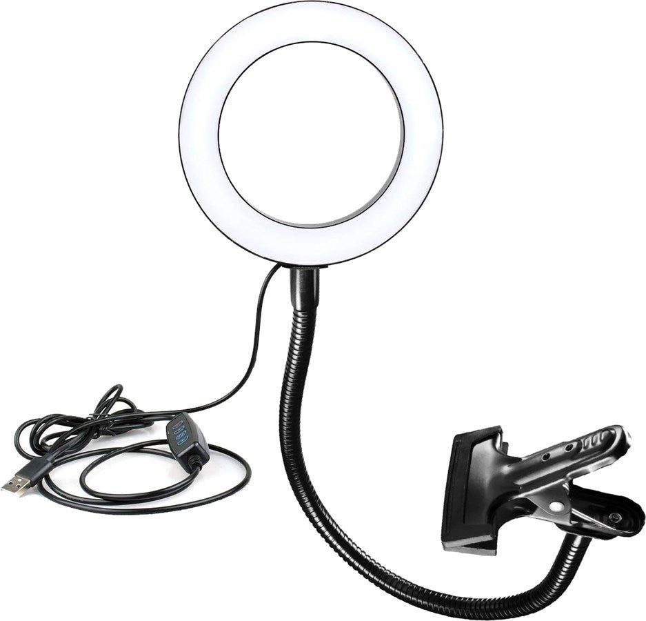 Improovv LED-Ringlicht 16cm, mit Klemmhalter und Kabelfernbedienung