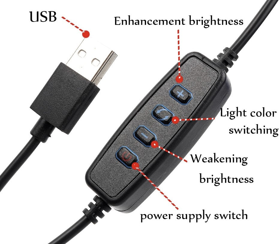 Improovv LED-Ringlicht 16cm, mit Klemmhalter und Kabelfernbedienung