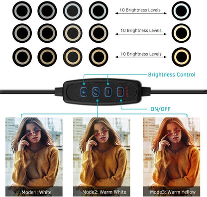 Improovv LED-Ringlicht 16cm, mit Klemmhalter und Kabelfernbedienung