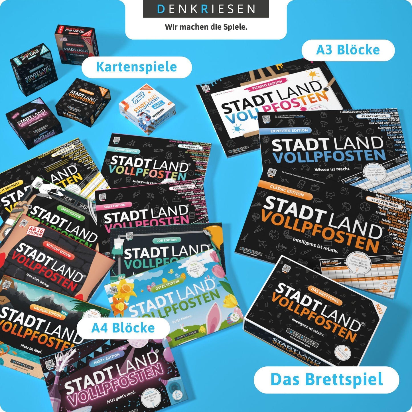 Denkriesen - STADT LAND VOLLPFOSTEN® - Brettspiel - Intelligenz ist relativ